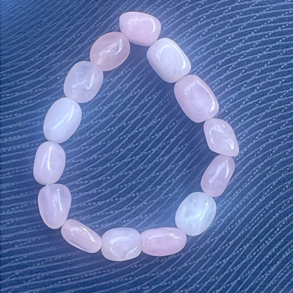 ROSE QUARTZ stretch BRACELET statement piece, large gemstones fine jewelry Vtg